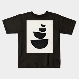 Abstract black shapes art, Mid century modern art Kids T-Shirt